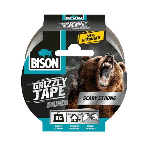 Bandă adezivă texturată pentru reparații BISON Grizzly Tape, argintiu, 48mmx10m