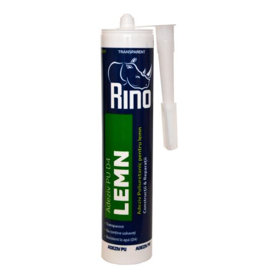 RINO Adeziv poliuretanic pentru lemn rezistent la apă D4, 300ml, transparent