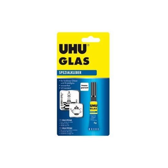 Adeziv transparent special pentru sticlă și cristal ce se întărește sub influența luminii solare.