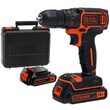 Mașină de înșurubat și găurit BLACK&DECKER BDCDC18KB-QW, 2 acumulatori, 1.5Ah, 18V, cu valiză
