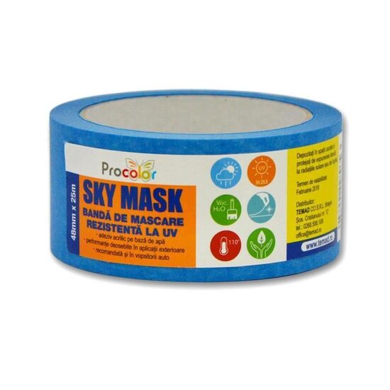 Bandă de mascare SKY MASK rezistentă la radiații UV, 48mmx25m