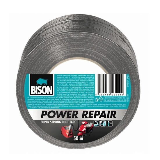 Bandă adezivă texturată BISON Power Repair, gri, 50mmx50m
