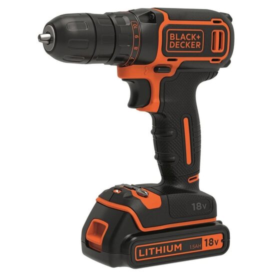 Mașină de înșurubat și găurit BLACK&DECKER BDCDC18KB-QW, 2 acumulatori, 1.5Ah, 18V, cu valiză