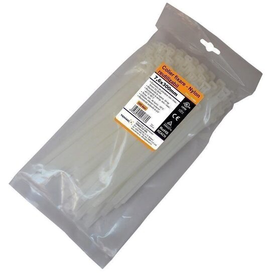 Colier de fixare din nylon reutilizabil, 100buc, 7,6x300mm