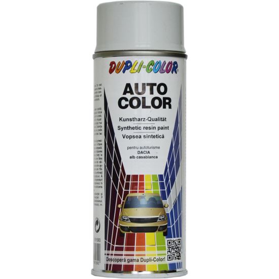 Vopsea spray retuș auto nemetalizată DUPLI-COLOR Dacia, alb casablanca, 350ml