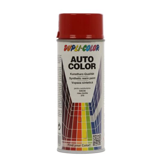 Vopsea spray retuș auto nemetalizată DUPLI-COLOR Dacia, roșu 275, 350ml
