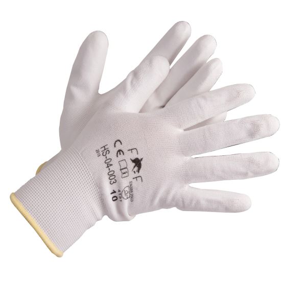 Mănuși cu peliculă din poliuretan Bunting Light White HS-04-003, alb, 9