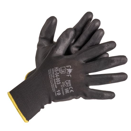 Mănuși cu peliculă din poliuretan Bunting Light Black HS-04-003, negru, 9