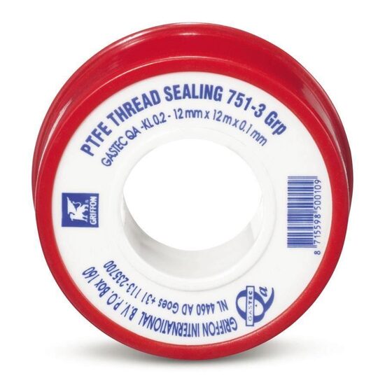 Bandă de Teflon Gastec pentru gaz GRIFFON, 12mx12mmx0,1mm