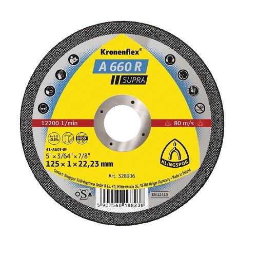 Disc de tăiere KLINGSPOR A 660 R Supra, plat, pentru inox, oțel, 115mmx1mm