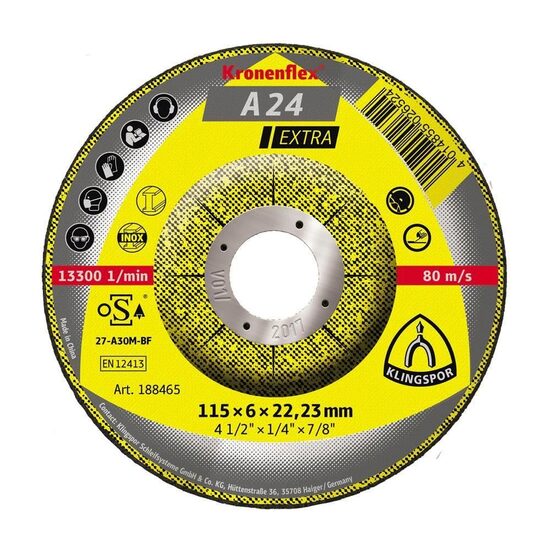 Disc de șlefuire KLINGSPOR A 24 Extra, curbat, universal, pentru metal, 115mmx6mm