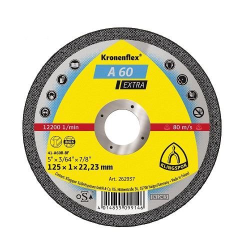 Disc de tăiere KLINGSPOR A 60 Extra, plat, universal, pentru inox, metal, 125mmx1mm