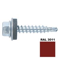 Șurub autoforant STARKFIX, cu cap hexagonal și șaibă EPDM, pentru metal, 4,8x35, RAL3011, 250buc