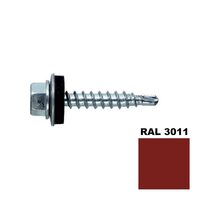Șurub autoforant STARKFIX, cu cap hexagonal și șaibă EPDM, pentru metal, 4,8x25, RAL3011, 250buc