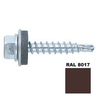 Șurub autoforant STARKFIX, cu cap hexagonal și șaibă EPDM, pentru metal, 4,8x35, RAL8017, 250buc