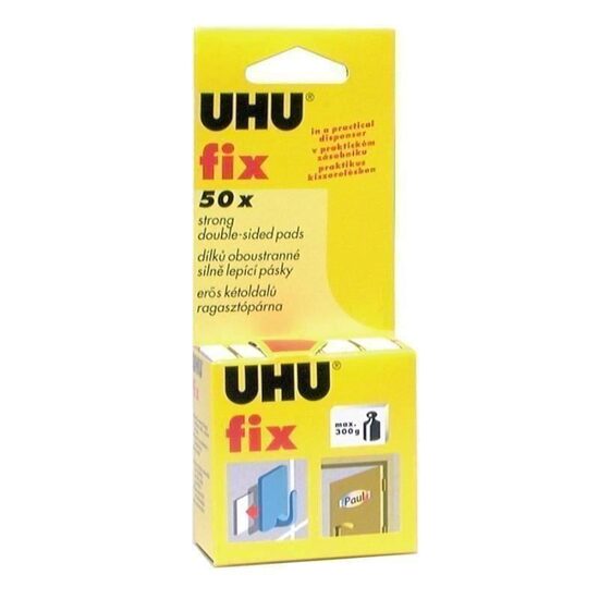 Bandă dublu adezivă pretăiată UHU Fix, 50 bucăți