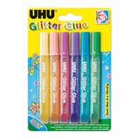 Lipici decorativ cu sclipici UHU Glitter Glue, Shiny, 6x10ml