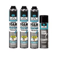 Set 3x Spumă PU pentru polistiren BISON 700ml +1x Spray de curățat spuma PU 500ml