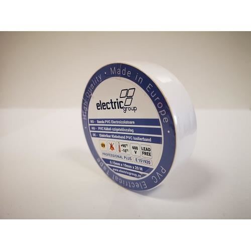 Bandă izolatoare electric albă E151920A, 19mmX20m