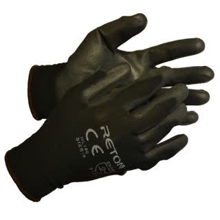 Mănuși cu peliculă din poliuretan (PU) negre NL186 BLK , 9