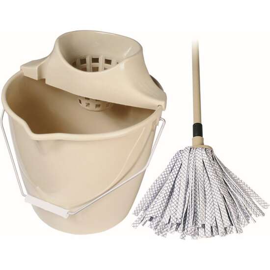 Set galeată bej cu mop din bumbac SPOKAR