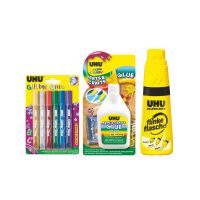 Set UHU, Lipici decorativ cu sclipici + Adeziv universal fără solvent +  Lipici universal Twist&Glue
