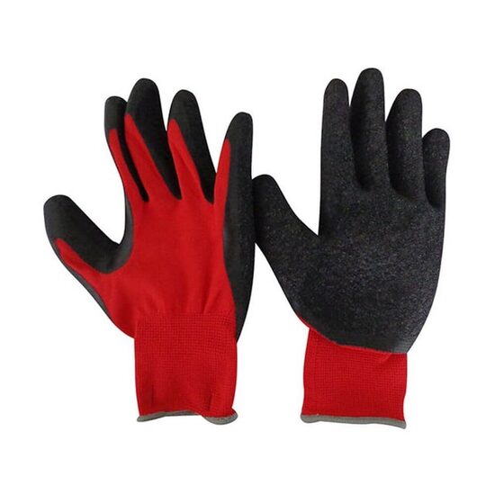 Mănuși peliculă latex negru-rosu FRED, mar. 10