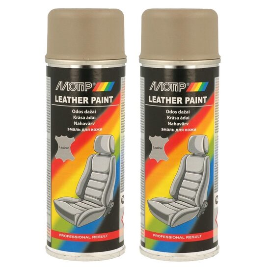Pachet 2x Vopsea pentru piele MOTIP Leather Paint,bej-maro, 200ml