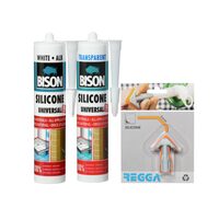 Set Silicon Universal BISON, alb, 280ml + Silicon Universal BISON, transparent, 280ml + Aplicator concav REGGA , 5mm GRATIS