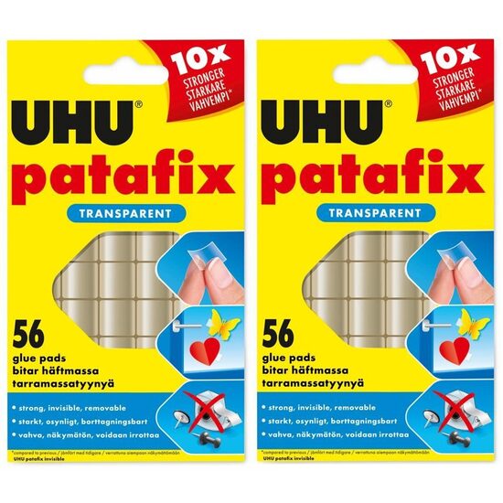 Set 2x Adeziv tablete transparenAt UHU Patafix, reutilizabil, 56 tablete