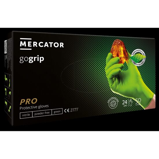 Mănuși nitril GOGRIP verde, M, 50 buc