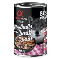 Hrană umedă Premium pentru câine Alpha Spirit, chiftele de miel și chimion, 400 g
