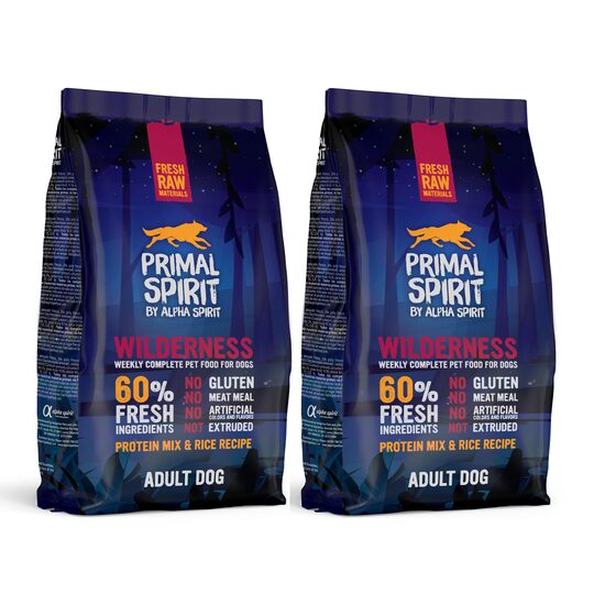 PACHET 2 x Hrană uscată pentru câine Primal Spirit, Wilderness, cu porc, pui și pește, 1 kg