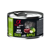Hrană umedă Premium pentru pisică Alpha Spirit, cu rață și măr, 200 g