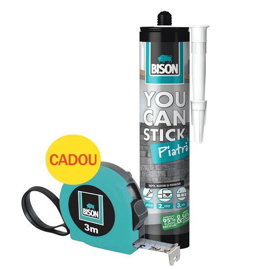 Adeziv Premium pentru piatră și marmură BISON You Can Stick, 440g + Ruletă CADOU