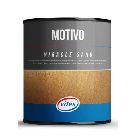 Vopsea pe bază de apă cu finisaj texturat VITEX Motivo Miracle Sand, Silver 905ml
