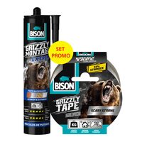 Pachet BISON Grizzly, Adeziv acrilic Montage Extreme și Bandă adezivă texturată pentru reparații 