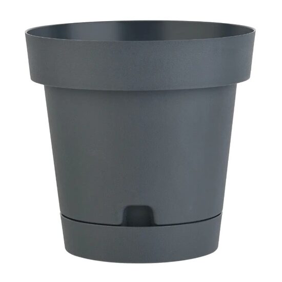 Ghiveci Terra cu farfurie detasabila, diametru 12 cm, alb sau antracit