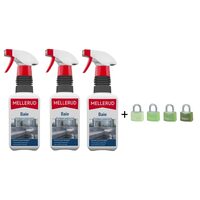 Pachet 3 x Soluție pentru curățarea băii și a obiectelor sanitare MELLERUD, 0,5L + Lacat Bagaje Cadou