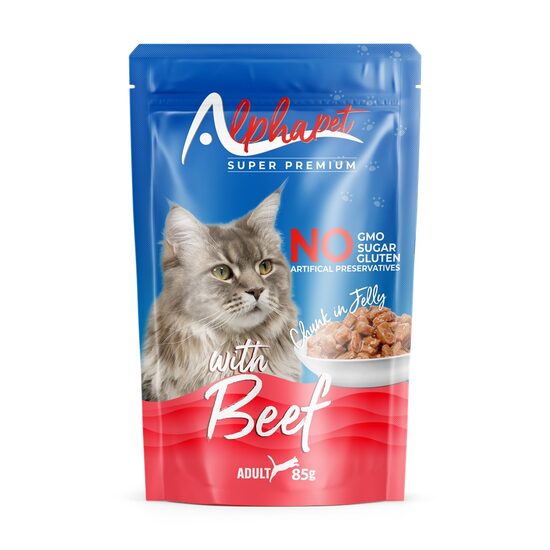 Hrană umedă pentru pisică Alphapet, cu carne de vită, 85 g