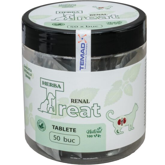 Supliment pentru pisică Herba Treat, susține sistemul renal, 50 de tablete